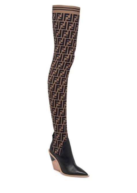 fendi neoprene knee high boots|fendi thigh high sock boots.